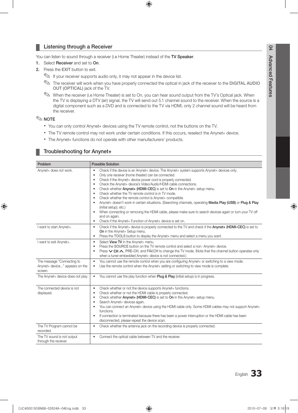 Samsung UN26C4000PDXZA User Manual | Page 33 / 42