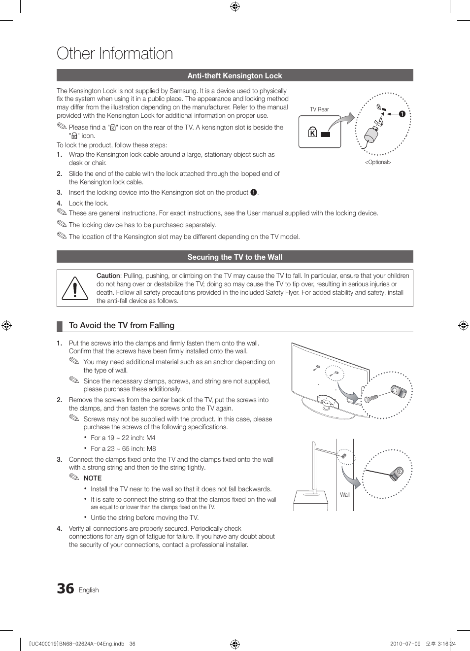 Other information | Samsung UN26C4000PDXZA User Manual | Page 36 / 42