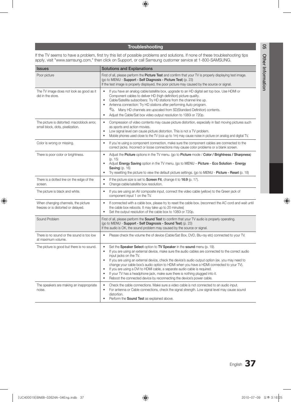 Samsung UN26C4000PDXZA User Manual | Page 37 / 42