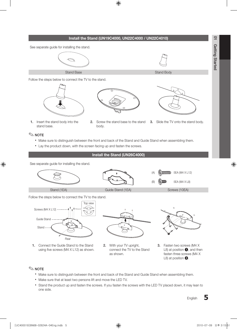 01 getting started | Samsung UN26C4000PDXZA User Manual | Page 5 / 42