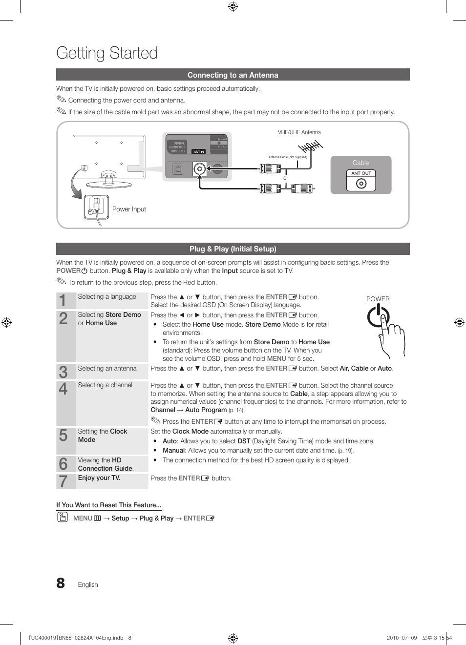 Getting started | Samsung UN26C4000PDXZA User Manual | Page 8 / 42