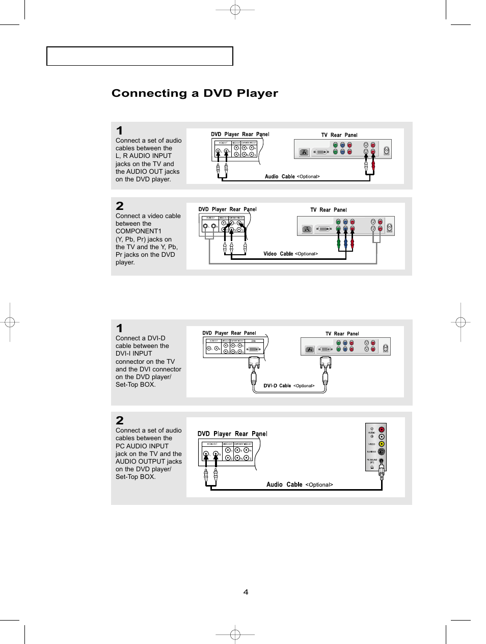 Connecting a dvd player | Samsung LTP1745X-XAC User Manual | Page 4 / 6
