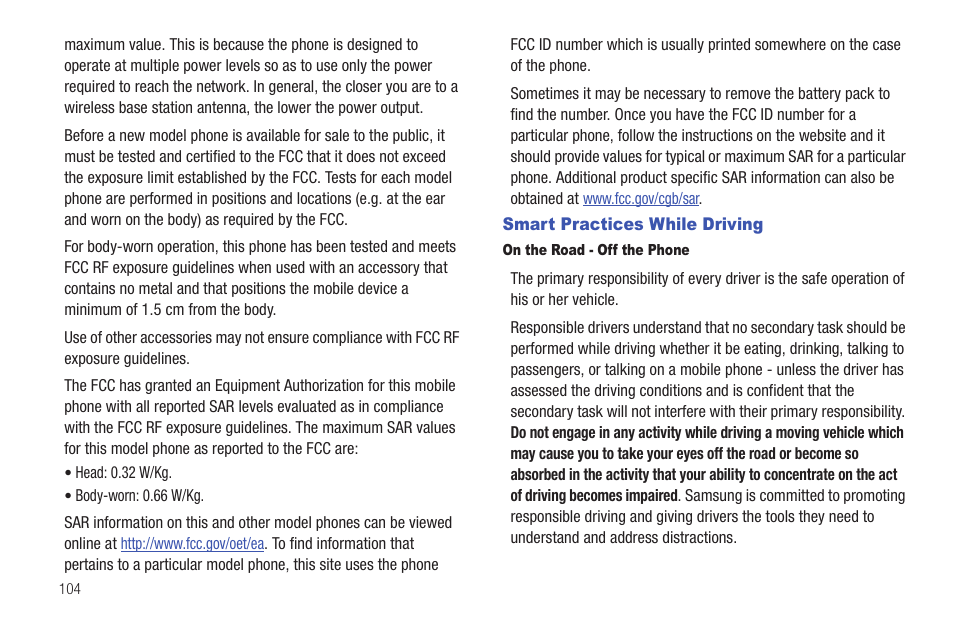 Smart practices while driving | Samsung SCH-R261BSAXAR User Manual | Page 108 / 134