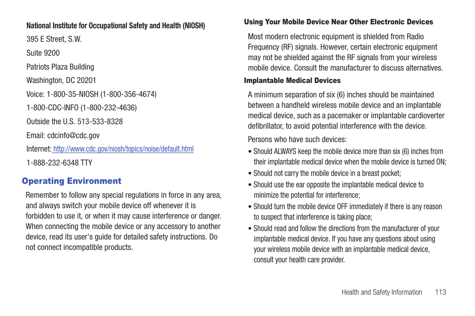 Operating environment | Samsung SCH-R261BSAXAR User Manual | Page 117 / 134