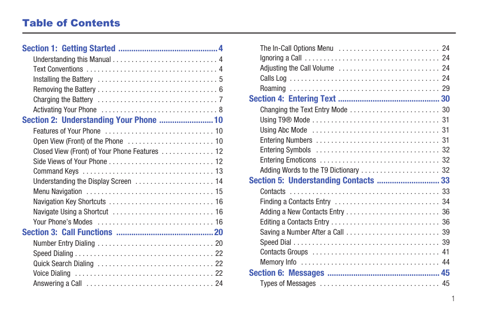 Samsung SCH-R261BSAXAR User Manual | Page 5 / 134