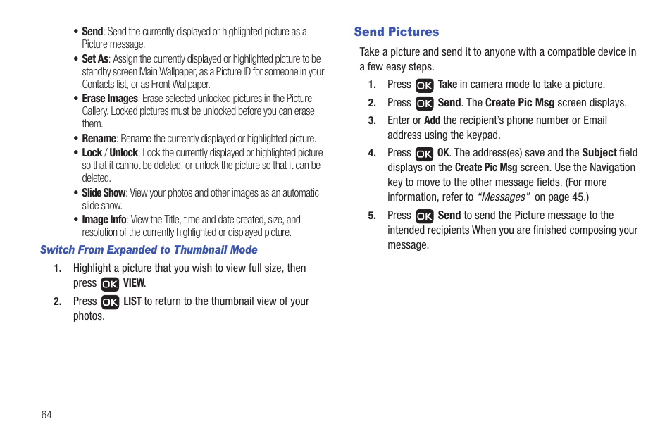 Send pictures | Samsung SCH-R261BSAXAR User Manual | Page 68 / 134