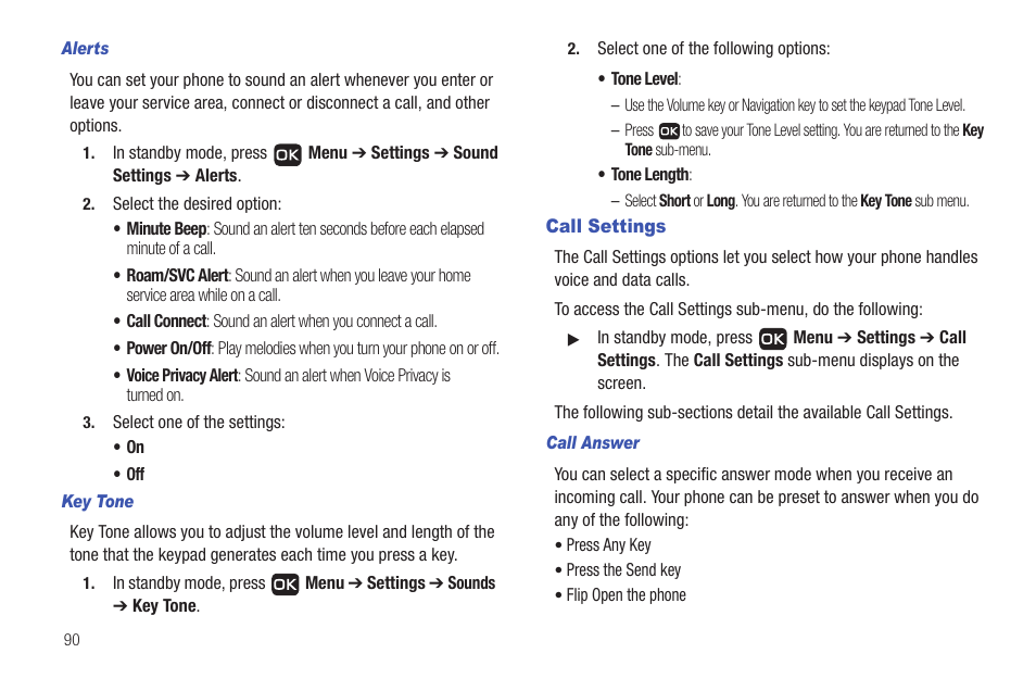 Call settings | Samsung SCH-R261BSAXAR User Manual | Page 94 / 134