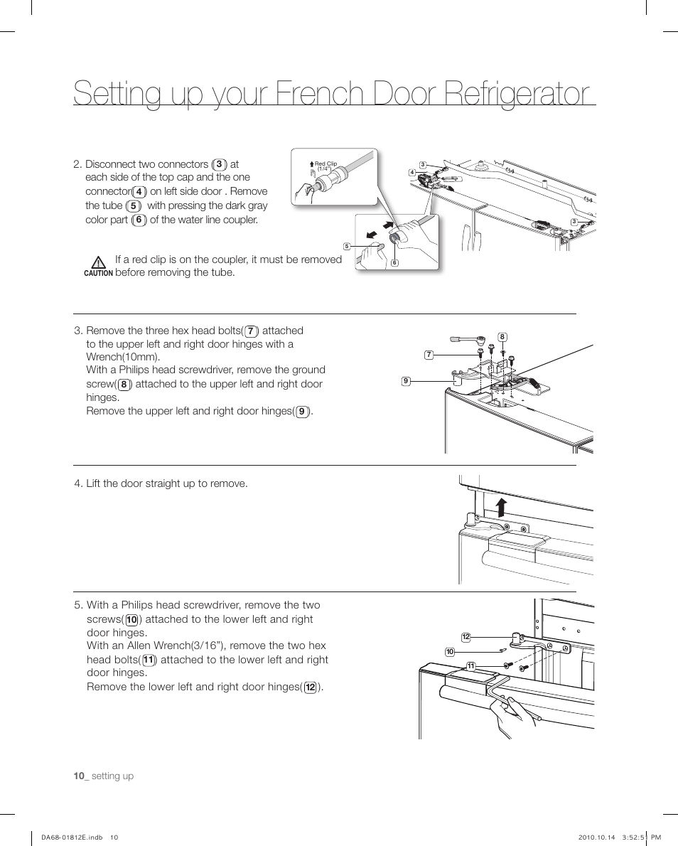 Setting up your french door refrigerator | Samsung RF267AEPN-XAA User Manual | Page 10 / 44