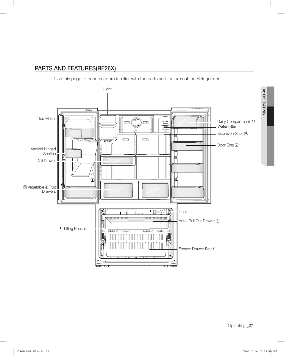 Parts and features(rf26x) | Samsung RF267AEPN-XAA User Manual | Page 27 / 44