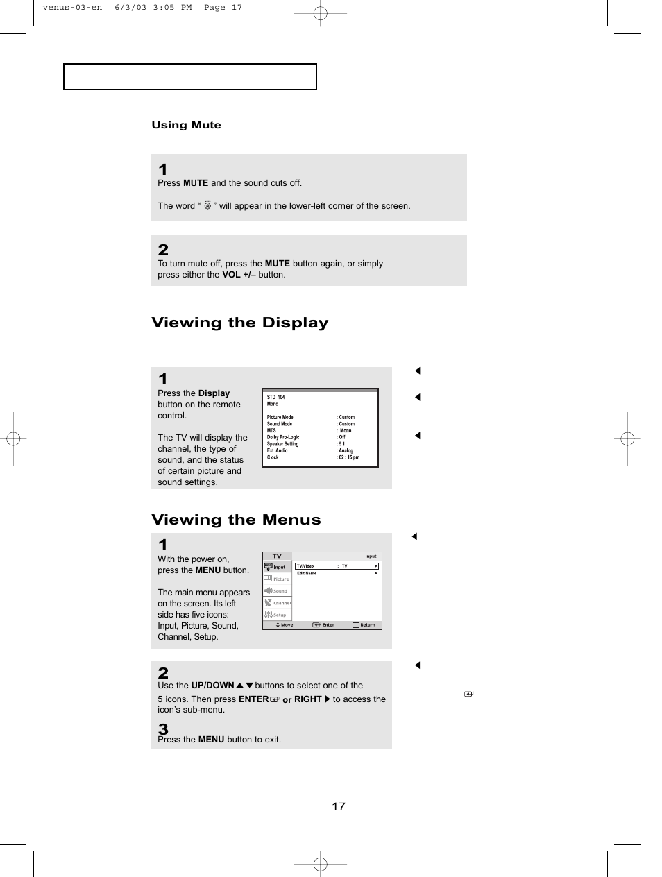 Viewing the display, Viewing the menus | Samsung LTN406WX-XAC User Manual | Page 24 / 81