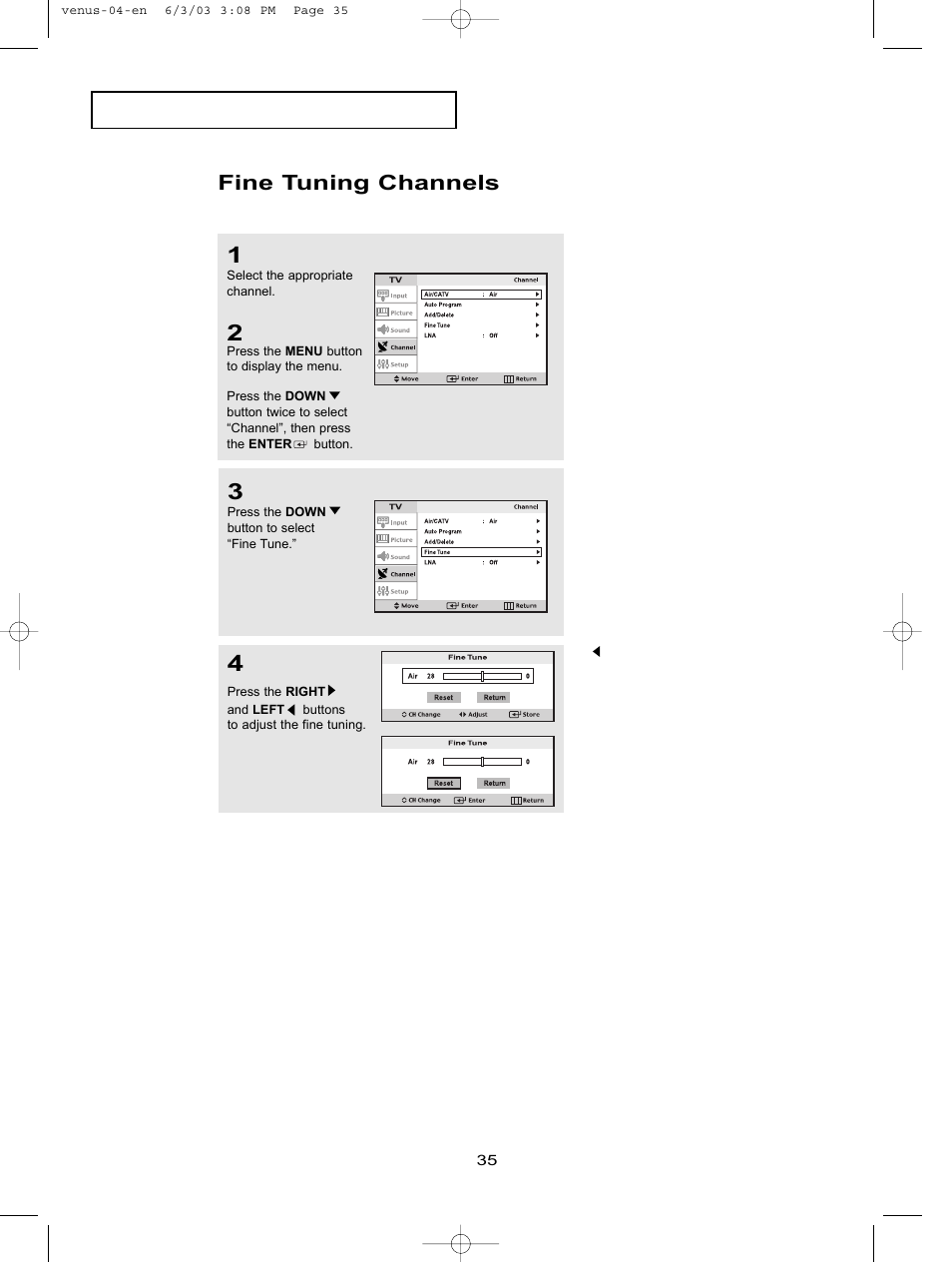 Fine tuning channels | Samsung LTN406WX-XAC User Manual | Page 42 / 81