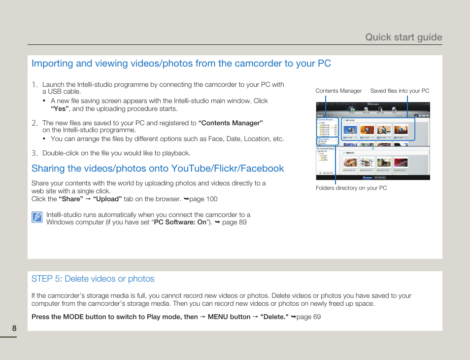 Quick start guide | Samsung SMX-F54BN-XAA User Manual | Page 15 / 124