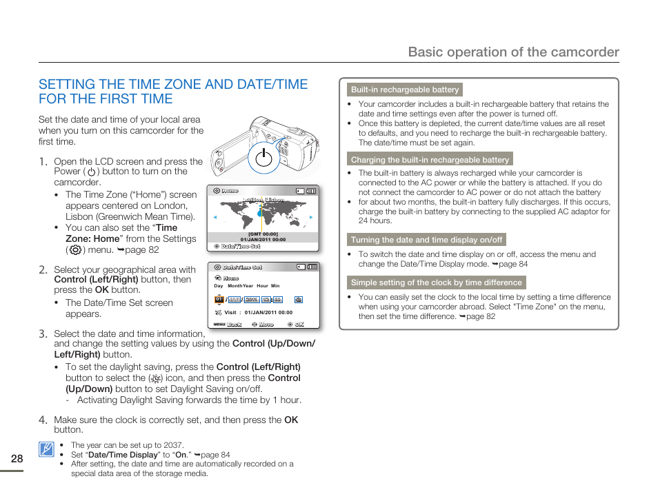 Basic operation of the camcorder | Samsung SMX-F54BN-XAA User Manual | Page 35 / 124
