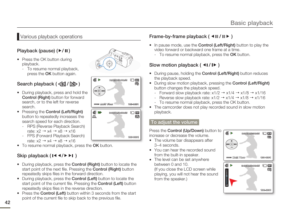 Basic playback | Samsung SMX-F54BN-XAA User Manual | Page 49 / 124