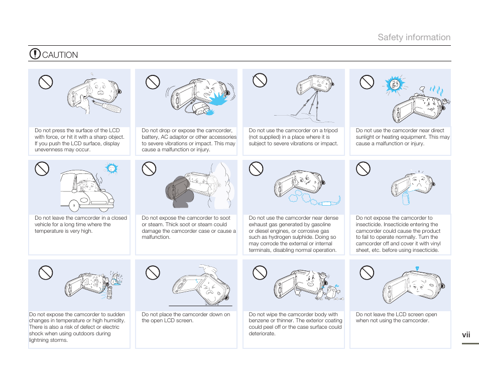 Caution, Safety information | Samsung SMX-F54BN-XAA User Manual | Page 7 / 124