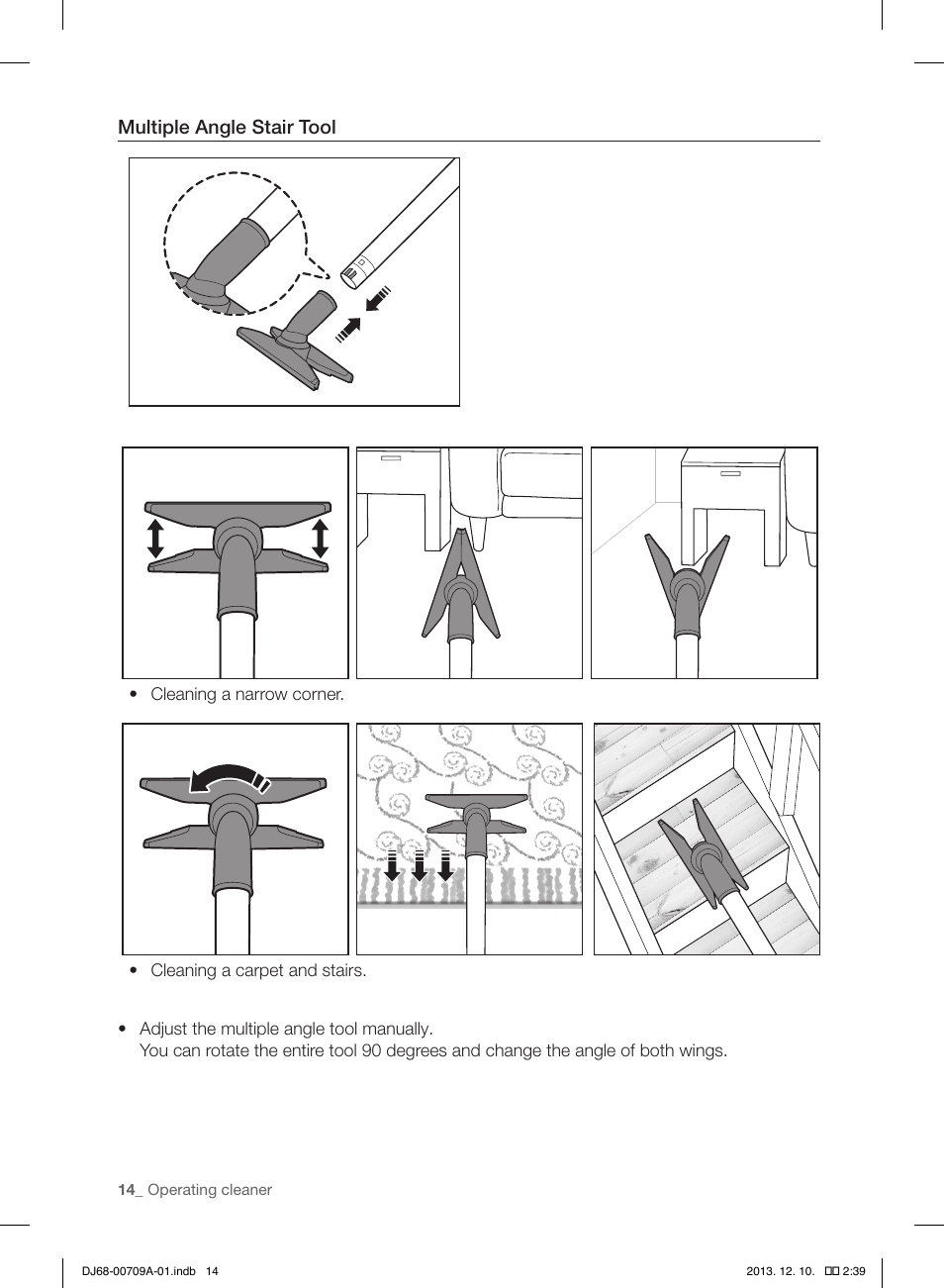 Multiple angle stair tool | Samsung VU12F70SHBC-AA User Manual | Page 14 / 84