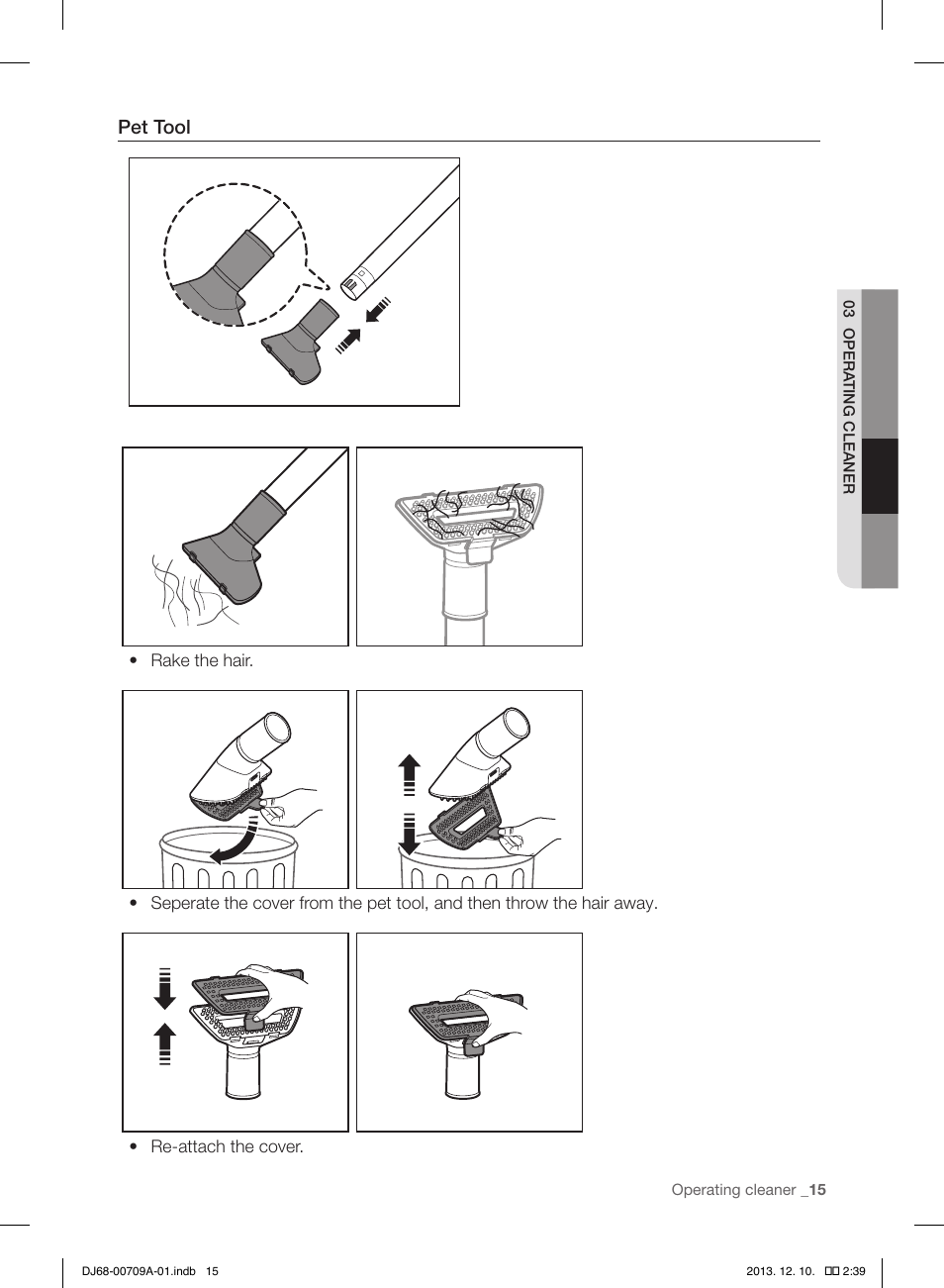 Pet tool | Samsung VU12F70SHBC-AA User Manual | Page 15 / 84