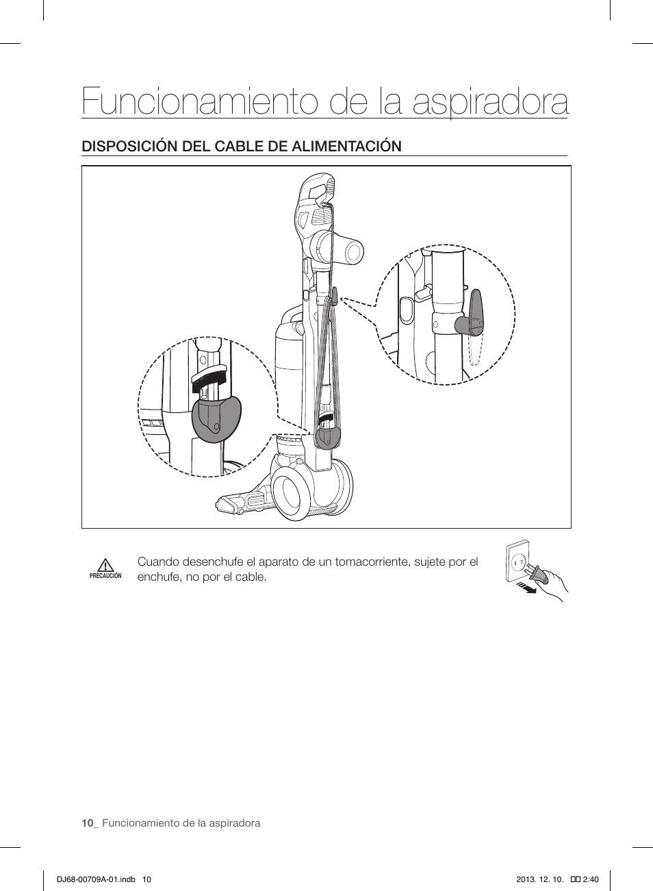 Funcionamiento de la aspiradora | Samsung VU12F70SHBC-AA User Manual | Page 66 / 84