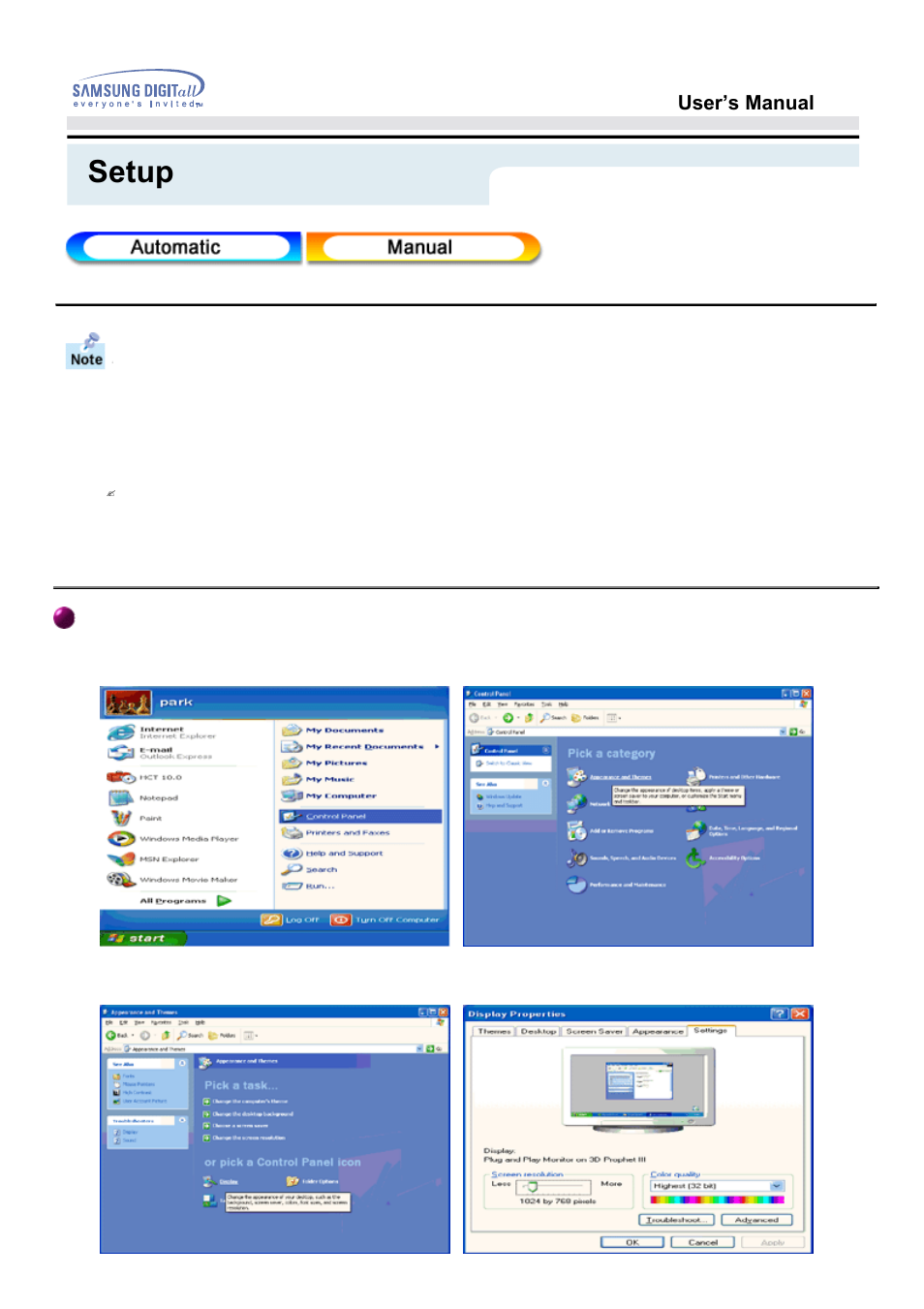 Setup | Samsung NB24BSAB User Manual | Page 17 / 61