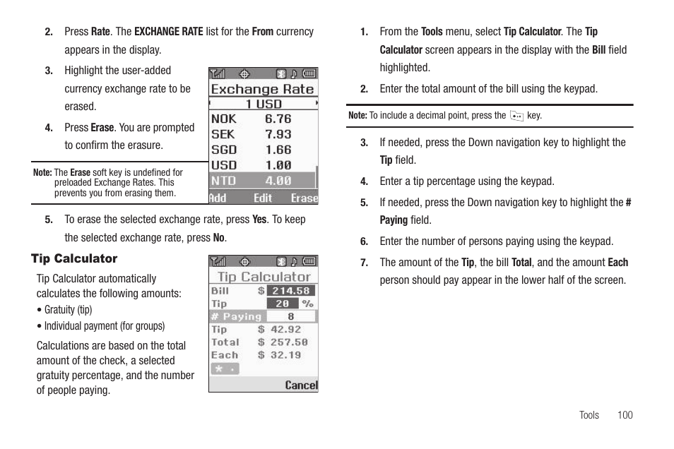 Tip calculator | Samsung SCH-R420DAAMTR User Manual | Page 103 / 153