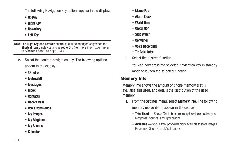 Memory info | Samsung SCH-R420DAAMTR User Manual | Page 118 / 153