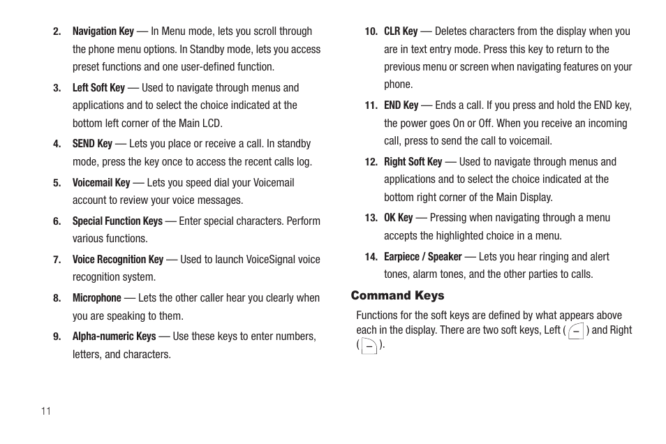 Command keys | Samsung SCH-R420DAAMTR User Manual | Page 14 / 153