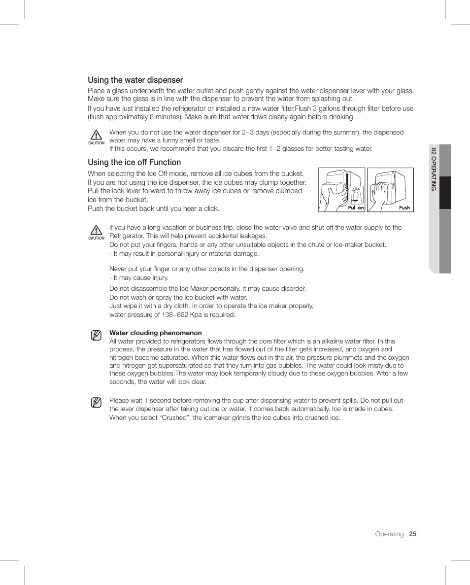 Using the water dispenser, Using the ice off function | Samsung RFG297AAPN-XAA User Manual | Page 25 / 84
