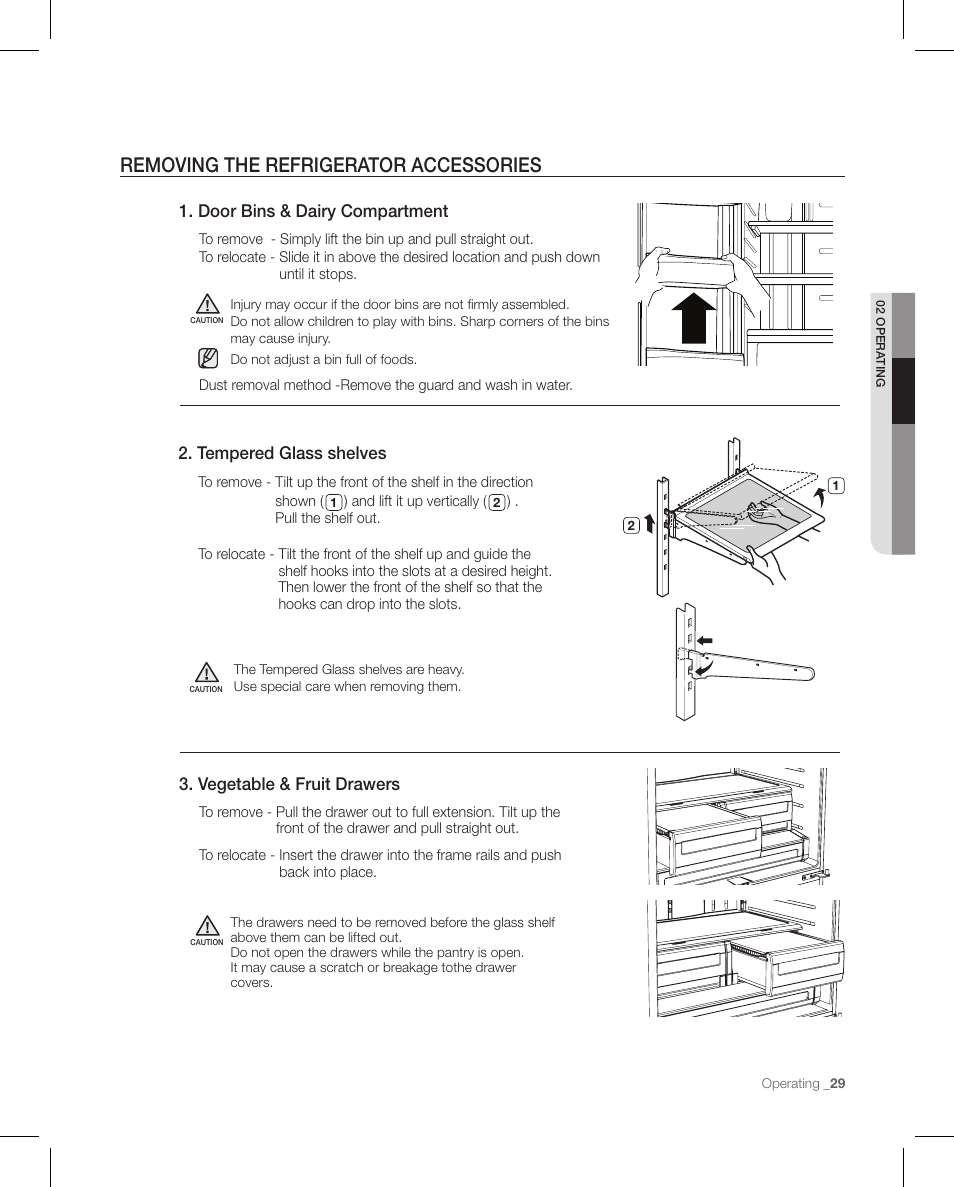 Removing the refrigerator accessories | Samsung RFG297AAPN-XAA User Manual | Page 29 / 84