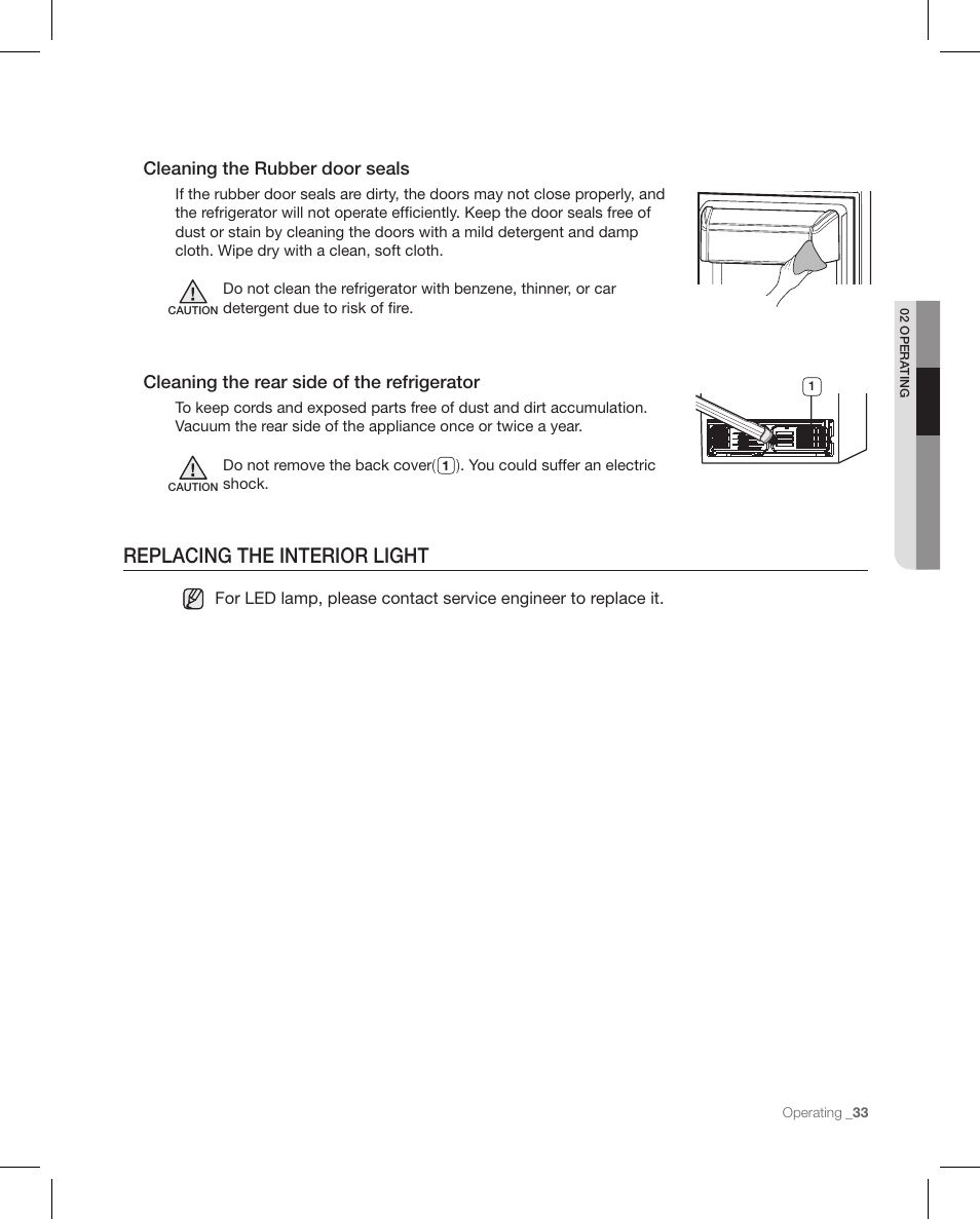 Replacing the interior light | Samsung RFG297AAPN-XAA User Manual | Page 33 / 84