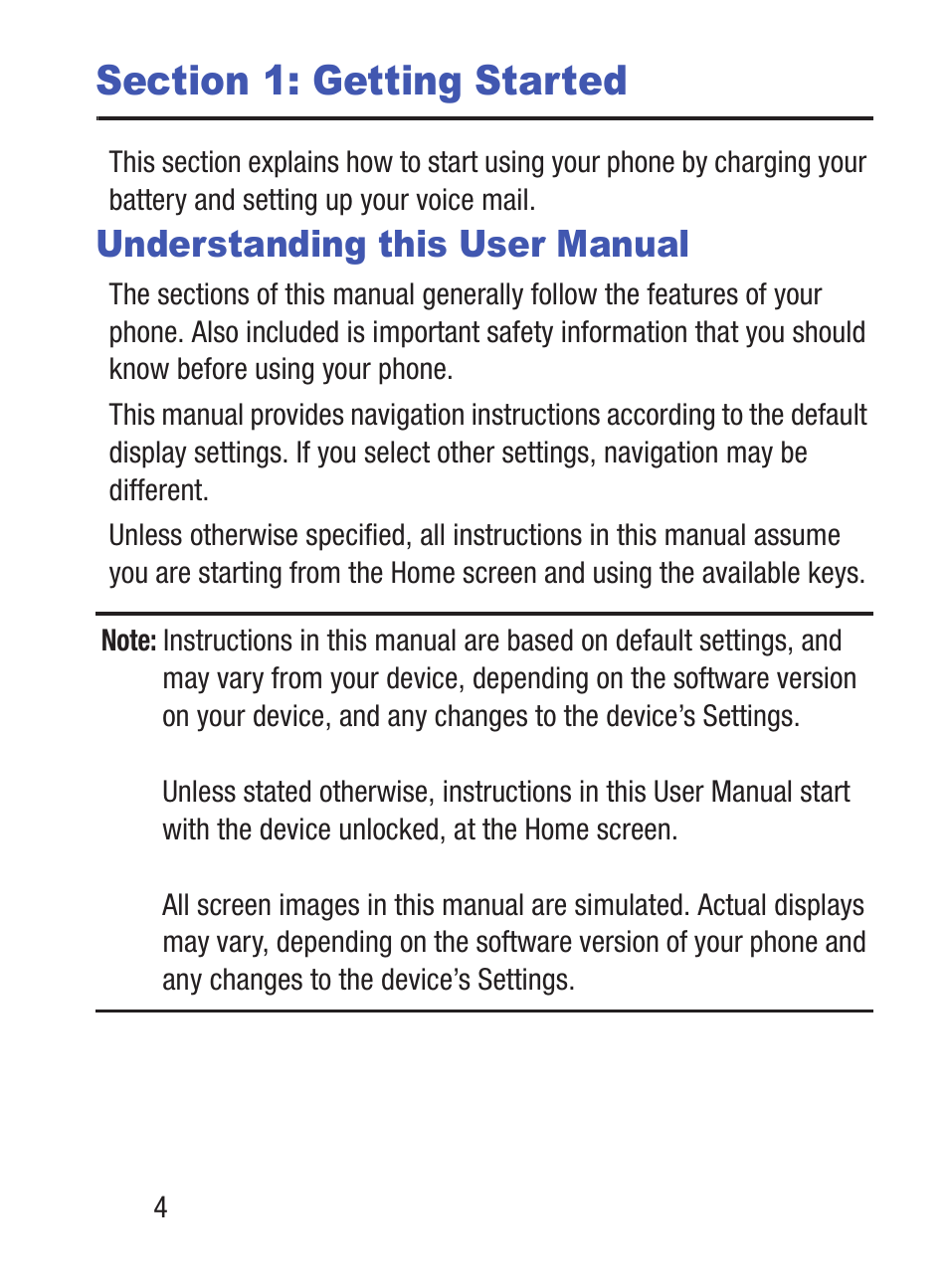 Section 1: getting started, Understanding this user manual | Samsung SGH-S150ZKATFN User Manual | Page 10 / 130