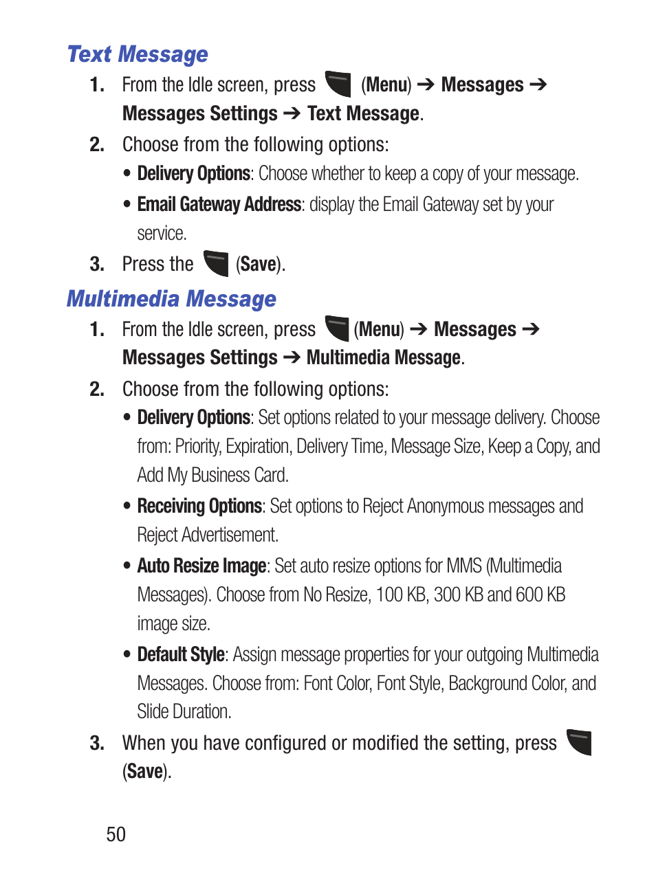 Text message, Multimedia message | Samsung SGH-S150ZKATFN User Manual | Page 56 / 130