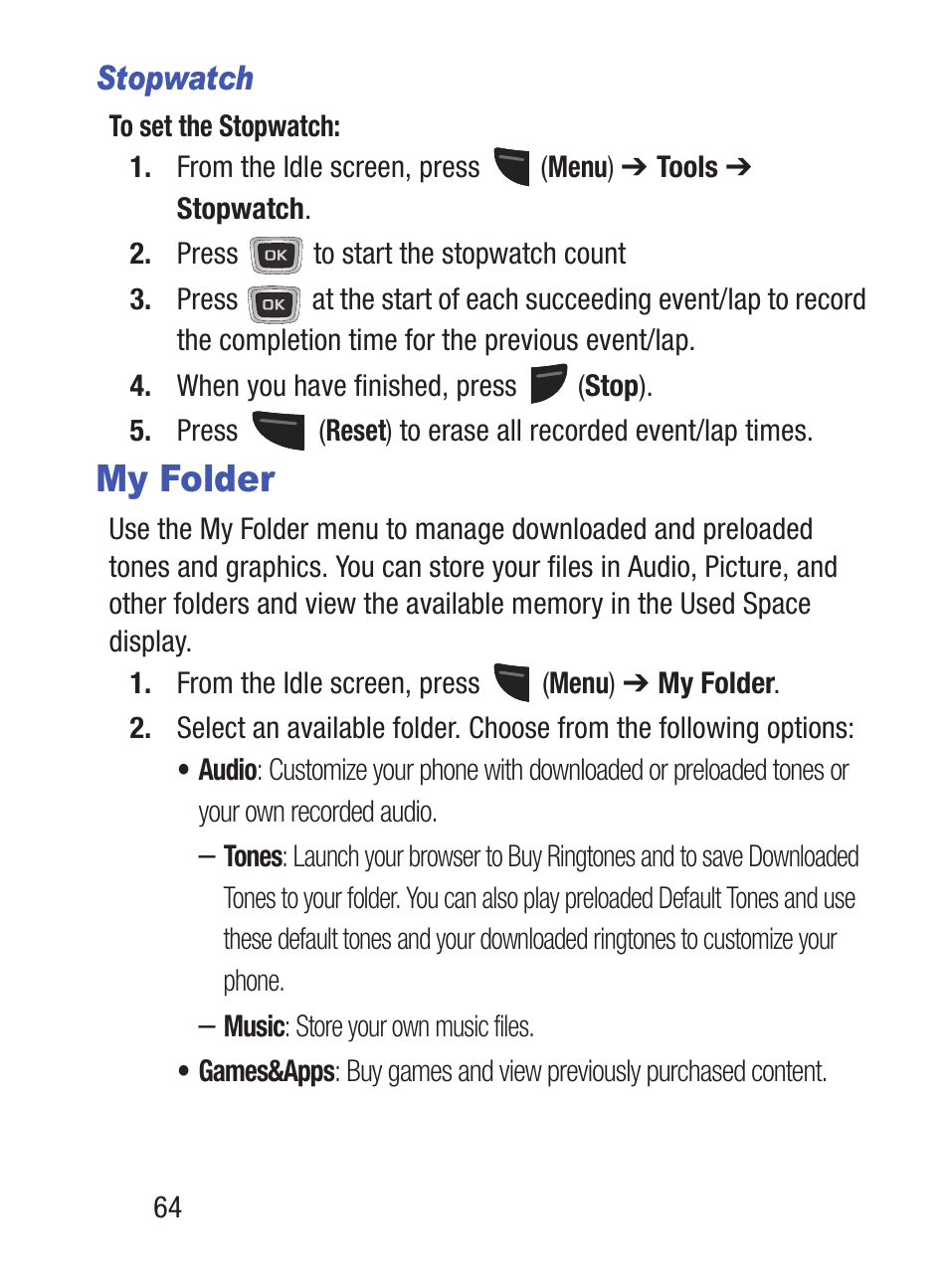 My folder | Samsung SGH-S150ZKATFN User Manual | Page 70 / 130