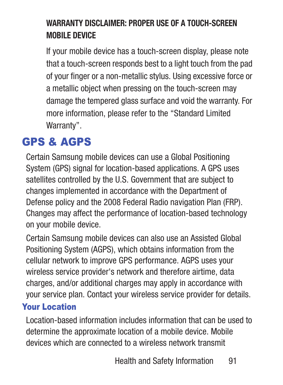 Gps & agps | Samsung SGH-S150ZKATFN User Manual | Page 97 / 130