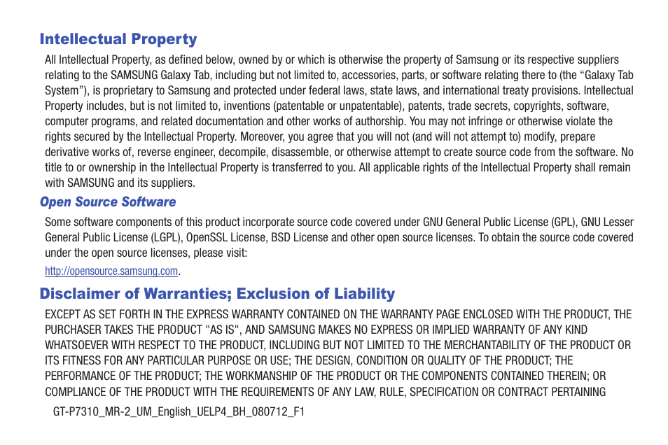 Samsung GT-P7310MAEXAR User Manual | Page 2 / 264
