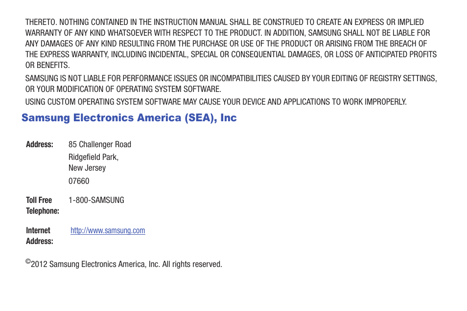 Samsung electronics america (sea), inc | Samsung GT-P7310MAEXAR User Manual | Page 3 / 264