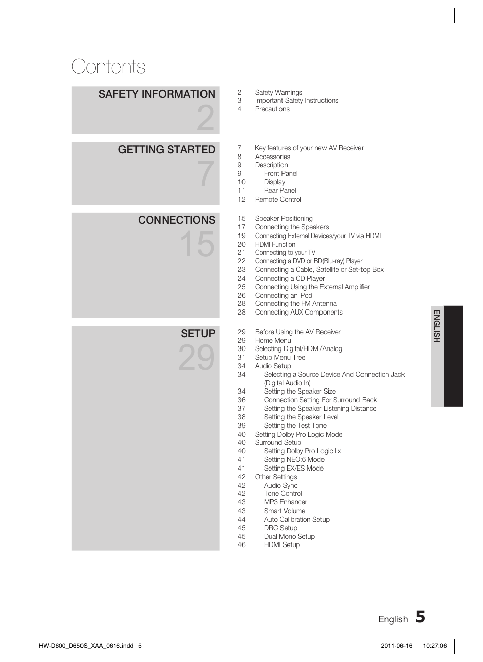 Samsung HW-D650S-ZA User Manual | Page 5 / 62