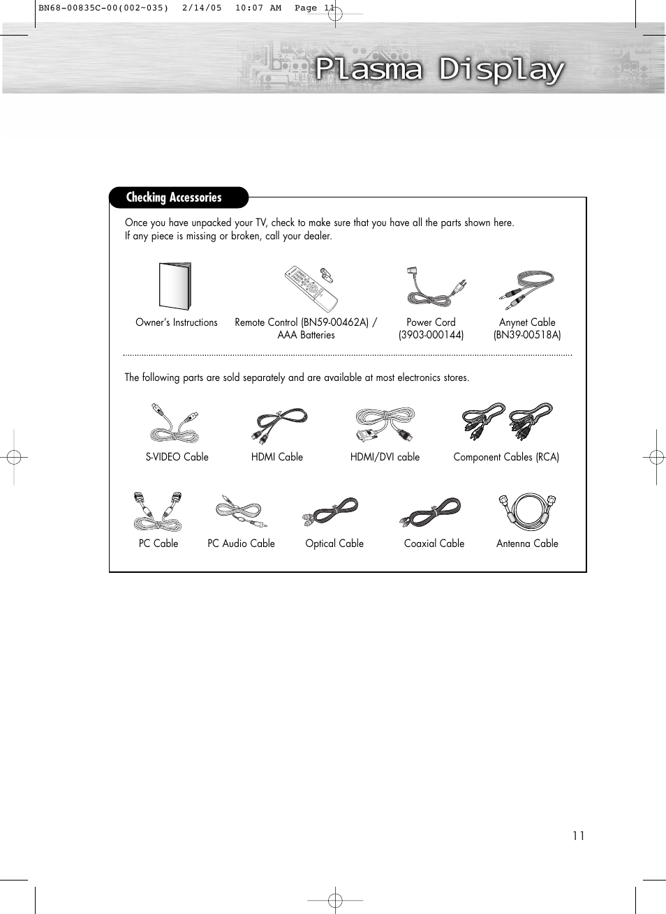 Samsung SPR4232X-XAC User Manual | Page 11 / 144