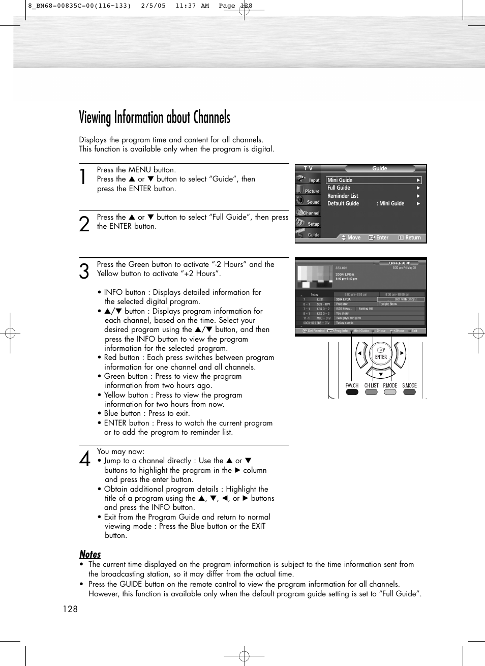 Viewing information about channels | Samsung SPR4232X-XAC User Manual | Page 128 / 144