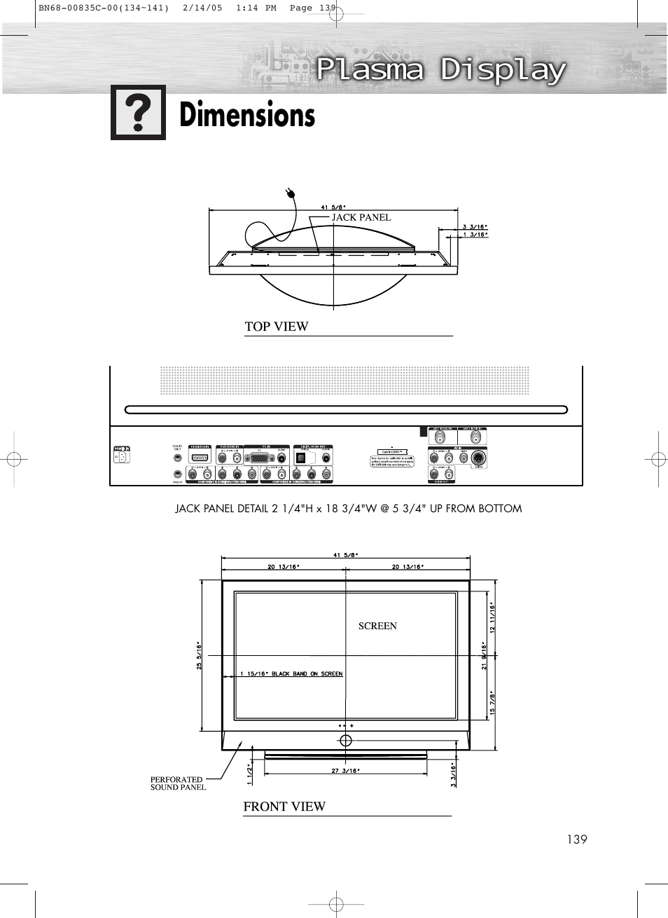 Dimensions | Samsung SPR4232X-XAC User Manual | Page 139 / 144