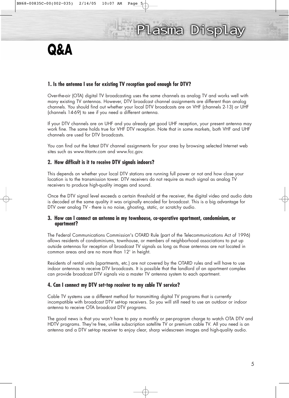 Samsung SPR4232X-XAC User Manual | Page 5 / 144