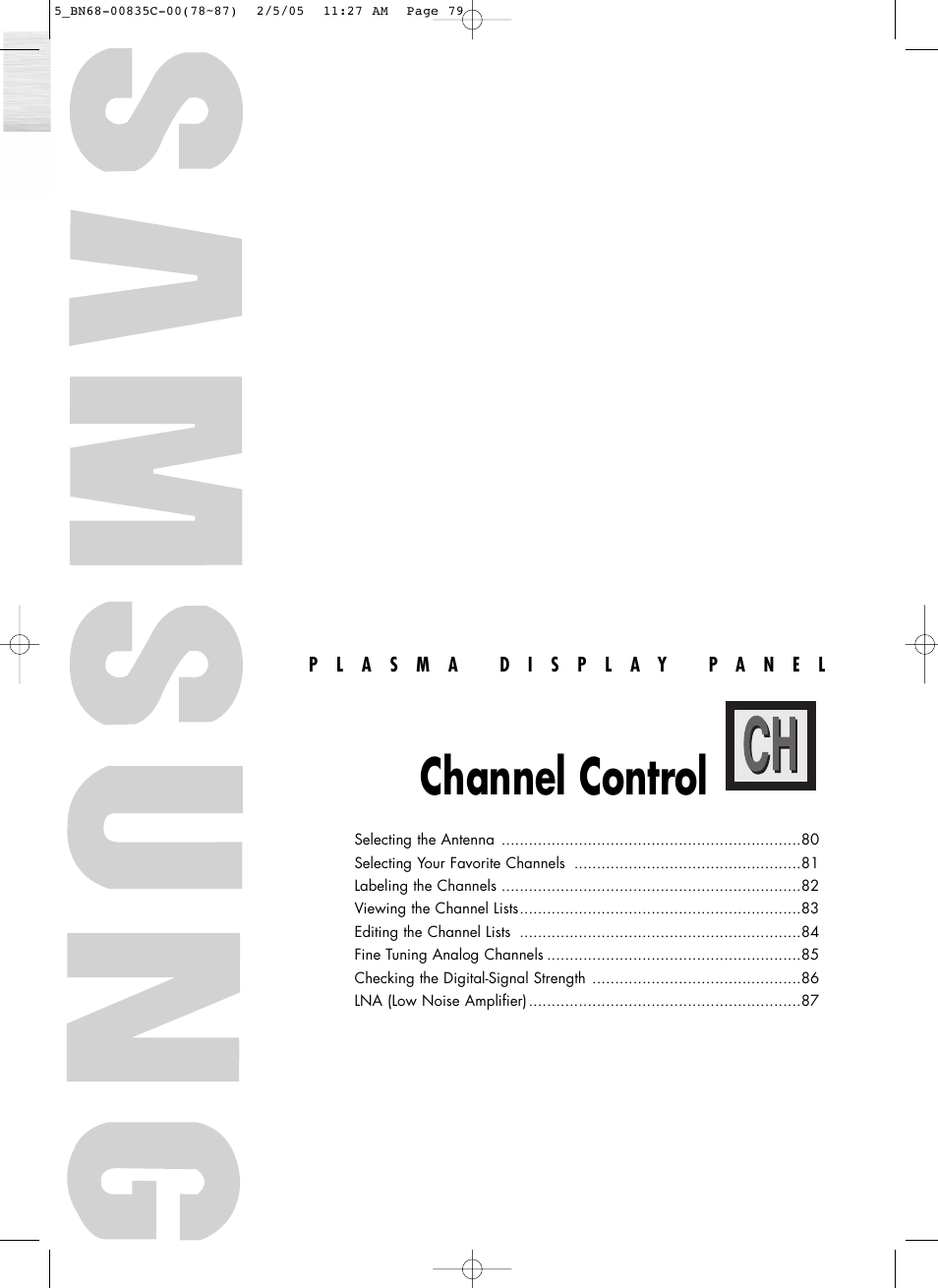 Channel control | Samsung SPR4232X-XAC User Manual | Page 79 / 144