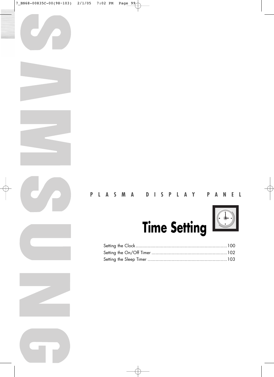 Time setting | Samsung SPR4232X-XAC User Manual | Page 99 / 144