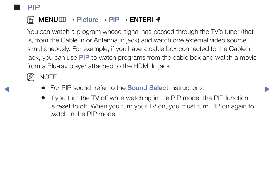 Pip o | Samsung PN51F5300BFXZA User Manual | Page 45 / 129