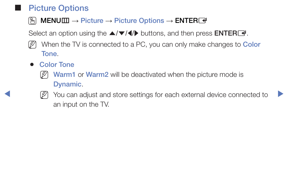 Picture options o | Samsung PN51F5300BFXZA User Manual | Page 52 / 129