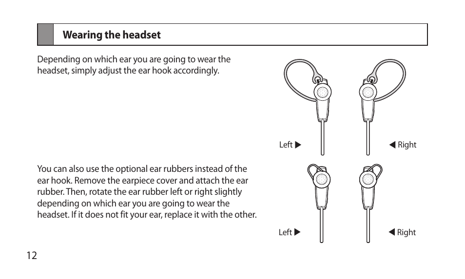 Wearing the headset | Samsung BHM7000NBACSTA User Manual | Page 14 / 86