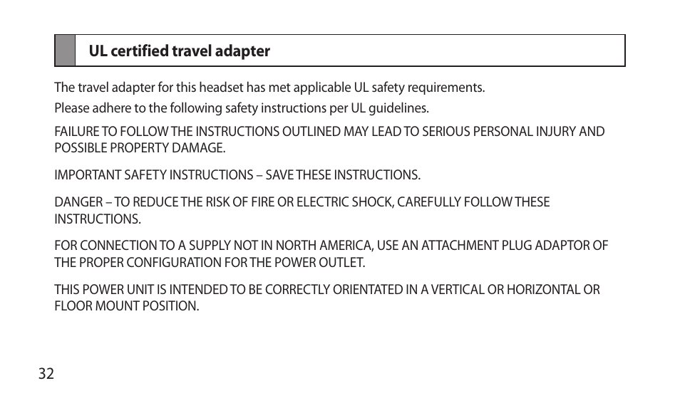 Ul certified travel adapter | Samsung BHM7000NBACSTA User Manual | Page 34 / 86