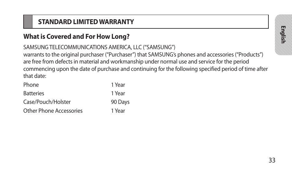 Standard limited warranty | Samsung BHM7000NBACSTA User Manual | Page 35 / 86