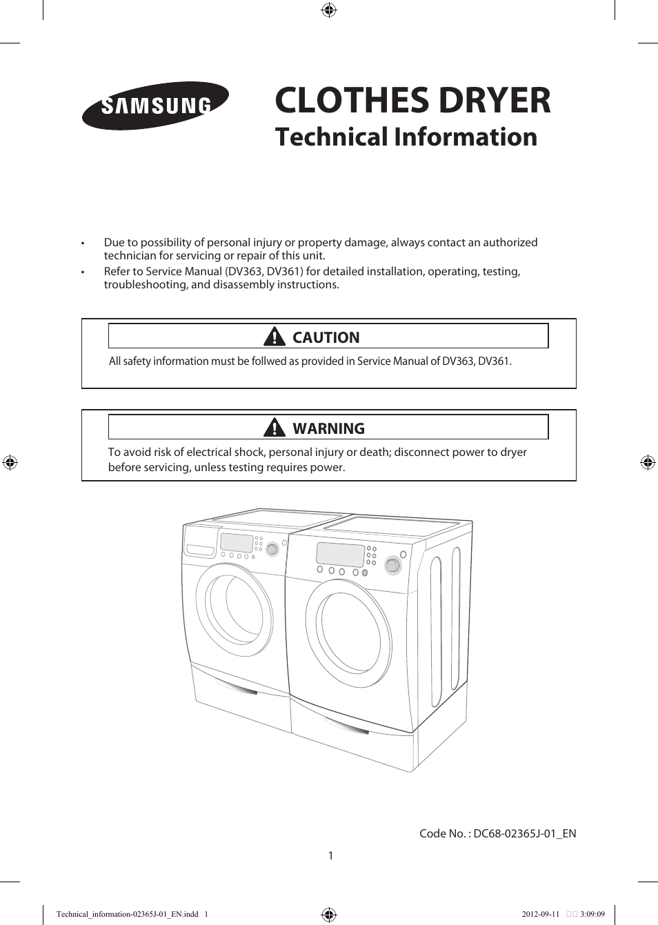 Samsung DV361GWBEWR-A3 User Manual | 36 pages