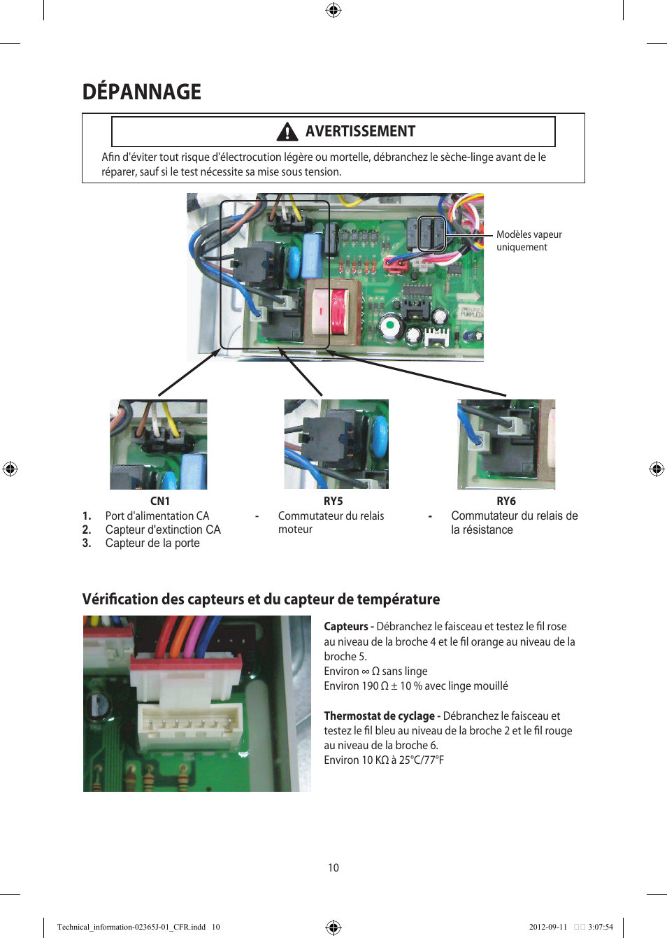 Dépannage, Avertissement | Samsung DV361GWBEWR-A3 User Manual | Page 22 / 36