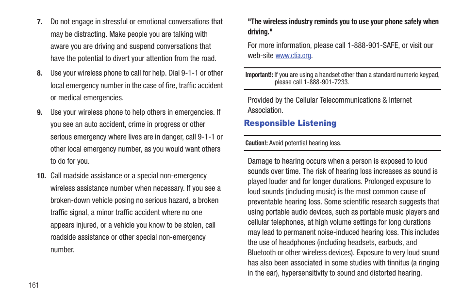 Responsible listening | Samsung SCH-I400ZKOVZW User Manual | Page 159 / 183